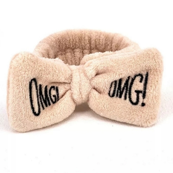 Soft & Fluffy "OMG" Hair Headband With Bow - Beige - Picture 3 of 7